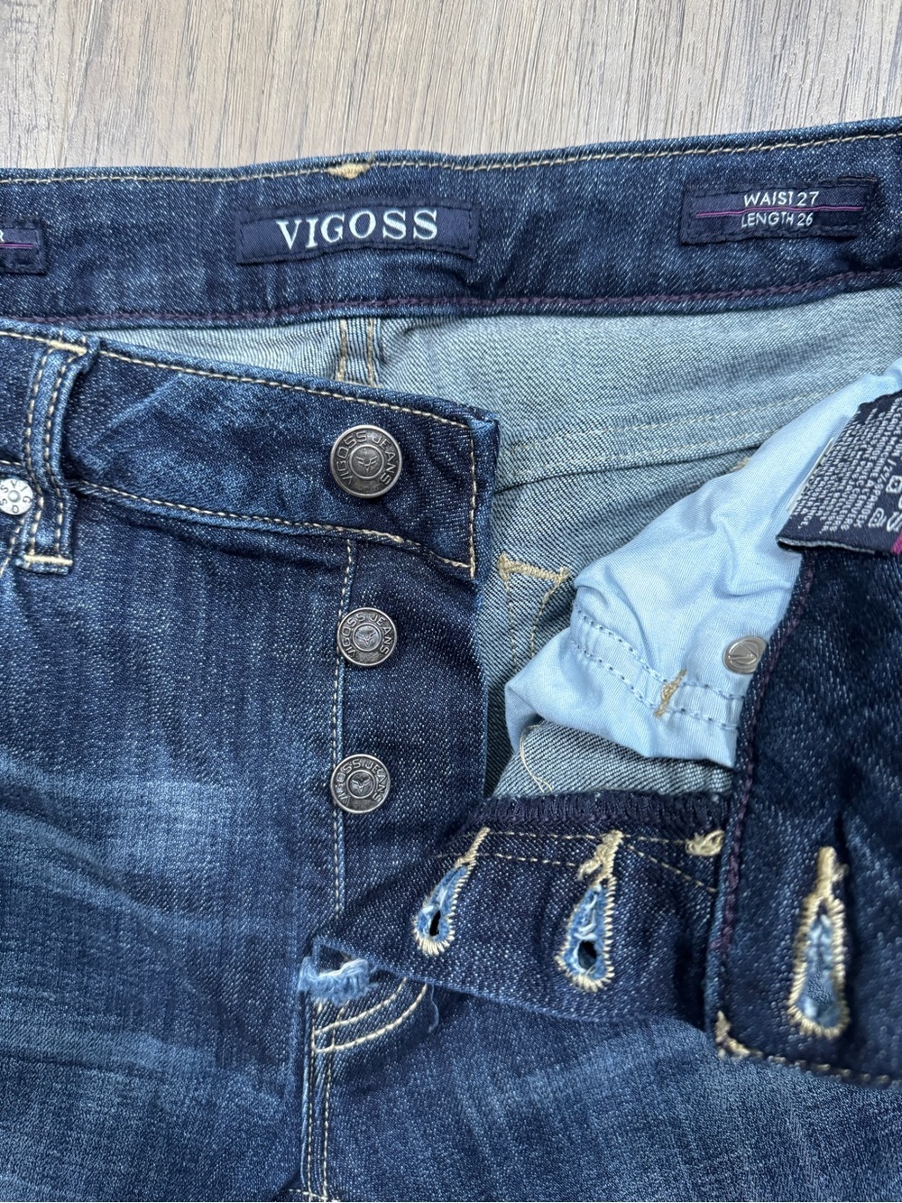 Vigoss THE JAGGER Straight Women's Distressed Button Fly Jeans - Size W27 / L26 - Picture 6 of 14
